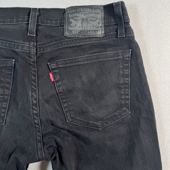 Levis Jeans Mens 30 Black 511 Slim Straight Mid Rise Stretch - Picture 11 of 12